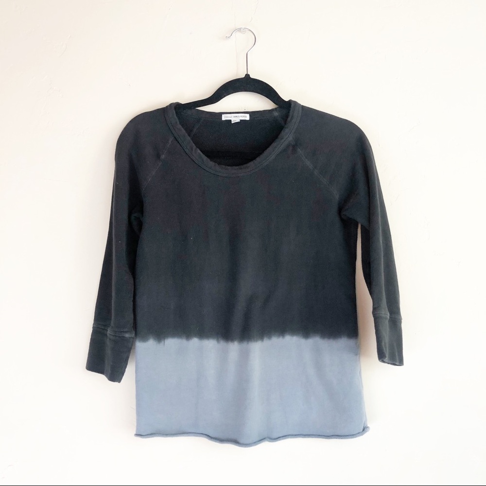 James Perse Raw Edge Dip Dye Pullover Long Sleeve